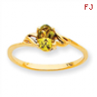 10k Polished Geniune Peridot Birthstone Ring