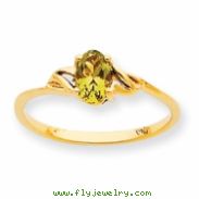 10k Polished Geniune Peridot Birthstone Ring