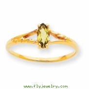 10k Polished Geniune Peridot Birthstone Ring