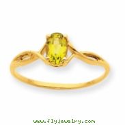 10k Polished Geniune Peridot Birthstone Ring