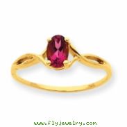 10k Polished Geniune Pink Tourmaline Birthstone Ring