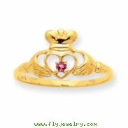 10k Polished Geniune Pink Tourmaline Birthstone Ring