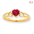 10k Polished Geniune Ruby Birthstone Ring