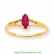 10k Polished Geniune Ruby Birthstone Ring