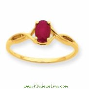 10k Polished Geniune Ruby Birthstone Ring