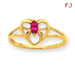 10k Polished Geniune Ruby Birthstone Ring