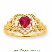 10k Polished Geniune Ruby Birthstone Ring