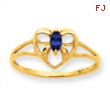 10k Polished Geniune Sapphire Birthstone Ring