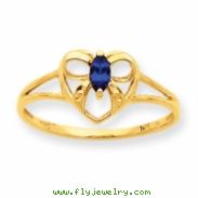 10k Polished Geniune Sapphire Birthstone Ring