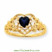10k Polished Geniune Sapphire Birthstone Ring