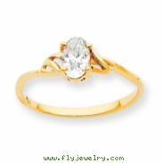 10k Polished Geniune White Topaz Birthstone Ring