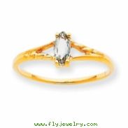 10k Polished Geniune White Topaz Birthstone Ring