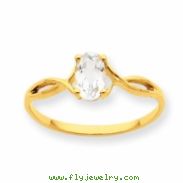 10k Polished Geniune White Topaz Birthstone Ring