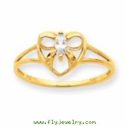 10k Polished Geniune White Topaz Birthstone Ring