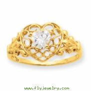 10k Polished Geniune White Topaz Birthstone Ring