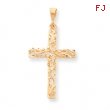 10k Satin Polished Antiqued Cross Pendant