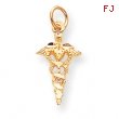 10k Solid Caduceus Charm