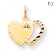 10k Solid Diamond-cut Double Heart Charm