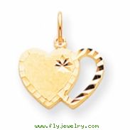 10k Solid Diamond-cut Double Heart Charm