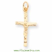 10k Solid Polished Crucifix Pendant