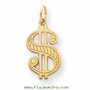 10k Solid Polished Dollar Sign Charm