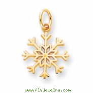 10k Solid Polished Snowflake Charm