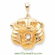 10k Solid Polished Tigers Head Charm