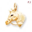 10k Solid Satin Horsehead with Reins Charm