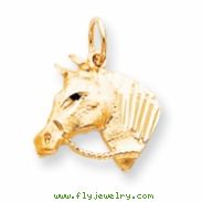 10k Solid Satin Horsehead with Reins Charm