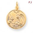 10k Solid Satin Polished Baptism Disc Pendant