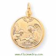 10k Solid Satin Polished Baptism Disc Pendant