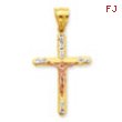 10k Two-tone CZ Crucifix Pendant