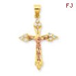 10k Two-tone CZ Crucifix Pendant