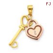 10k Two-tone Heart & Key Charm