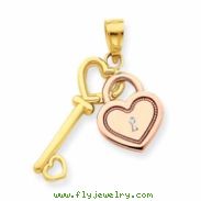 10k Two-tone Heart & Key Charm