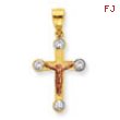 10k Two-tone Small CZ Crucifix Pendant