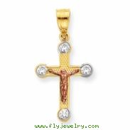 10k Two-tone Small CZ Crucifix Pendant