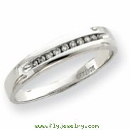 10k White Gold .12ct Diamond Trio Mens Wedding Band ring