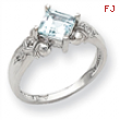 10k White Gold Aquamarine & Diamond Ring