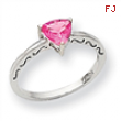 10k White Gold Created Pink Sapphire Ring