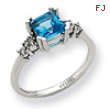 10k White Gold Diamond and Blue Topaz Ring