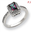 10k White Gold Diamond and Mystic Fire Topaz Ring