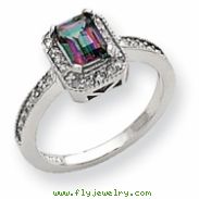 10k White Gold Diamond and Mystic Fire Topaz Ring