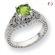 10k White Gold Diamond and Peridot Ring