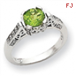 10k White Gold Diamond and Peridot Ring