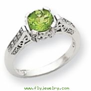 10k White Gold Diamond and Peridot Ring