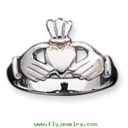 10k White Gold Polished Claddagh Ring