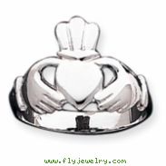 10k White Gold Polished Claddagh Ring