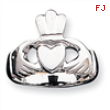 10k White Gold Polished Claddagh Ring