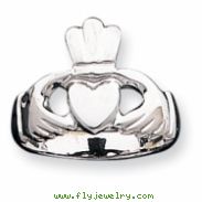 10k White Gold Polished Claddagh Ring